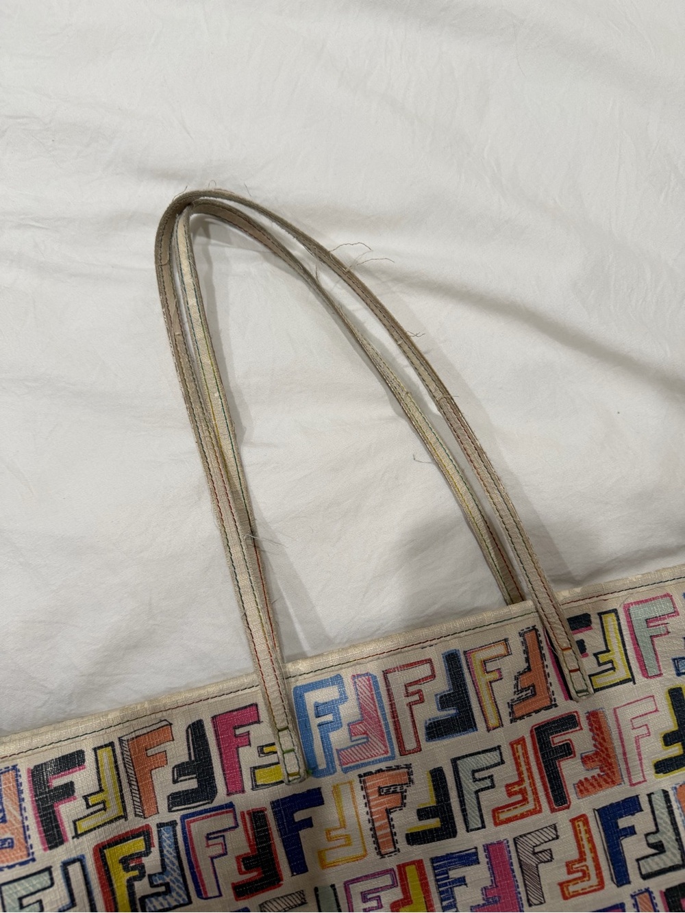 Authentic Fendi Multicolor Zucca Spalmati Roll Tote Bag - Picture 4 of 7